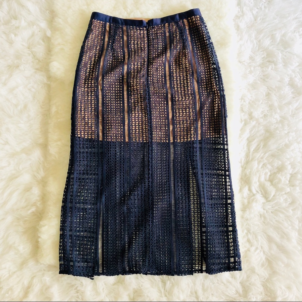 TOPSHOP Split Geo Lace Midi Skirt Sz 10 - Picture 7 of 8